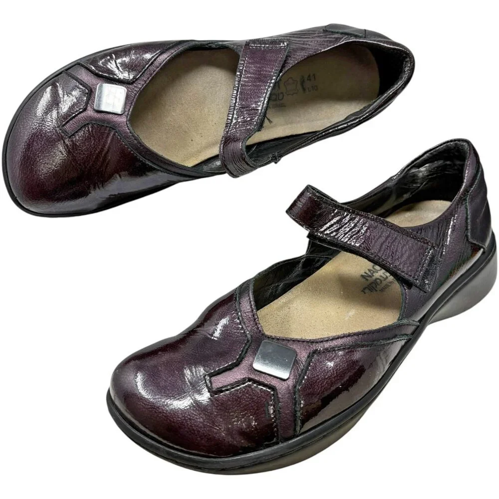 Naot Burgundy Patent Leather‎ Platform Mary Janes